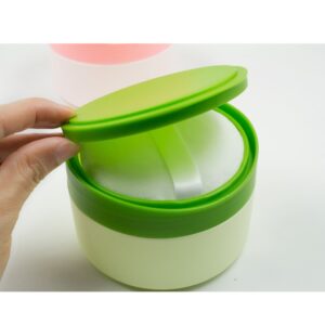 1 Pcs Portable Plastic Baby Skin Care Baby Powder Puff Box Holder Container Talcum Powder Case Jar Pot with Powder Puff and Sieve Tray(Green) - Image 3