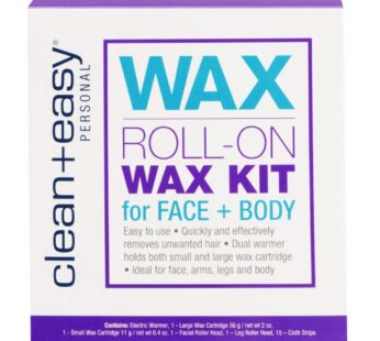 Clean + Easy Personal Roll-On Waxer Kit Set Easy Hair Removal At Home Waxing Machine Device (120V)