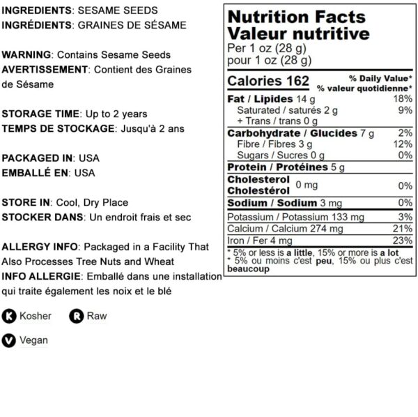 Hulled Sesame Seeds, 8 Pounds ? Non-GMO Verified, Whole Raw White Sesame Seeds, Kosher and Vegan, Unroasted, Bulk Sesame. High in Magnesium, Iron, and Calcium. Perfect for Tahini Paste - Image 4
