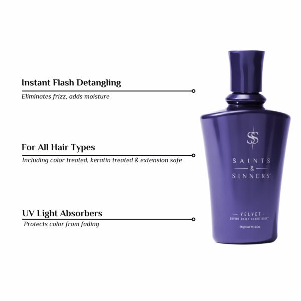 Saints & Sinners Velvet Divine Daily Conditioner for Dry, Moisture-Starved, Damaged Hair - Repair, Strengthen, Detangle & Eliminate Frizz. - Image 2