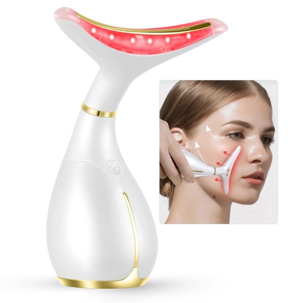 Ms.W Red Light Neck Face Massager,Portable Facial Massager for Skin Care,Electric Face Massage Kit with 45 ?5? Heat & 3 Massage Modes