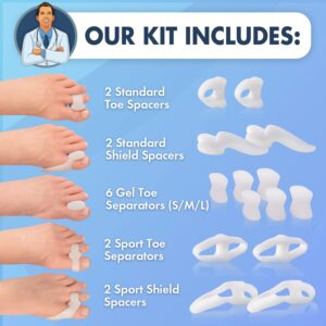 Dr. Frederick's Original 14-Piece Bunion Corrector Kit - Fast Relief for Bunions & Overlapping Toes - For Men & Women - Soft Gel Pads, Spacers, & Separators - For No Surgery Required - Image 4