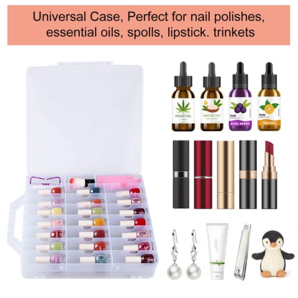 SUBAY Portable Nail Polish Organizer, Clear Double Side Nail Polish Holder,Gel Nail Storage for 48 Bottles with 6 Adjustable Dividers in Each Side Space Saver - Image 5