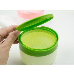 1 Pcs Portable Plastic Baby Skin Care Baby Powder Puff Box Holder Container Talcum Powder Case Jar Pot with Powder Puff and Sieve Tray(Green) - Image 4