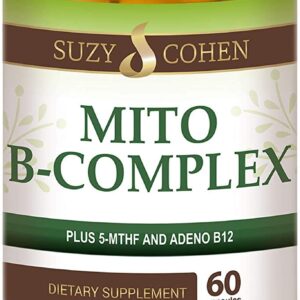 Suzy Cohen, Mito B Complex Dietary Supplement, 5-MTHF, Adeno B12, Methylation Support, Supports Healthy Nervous System, Boost Energy, Vitamin B, 60 veg caps - Image 1