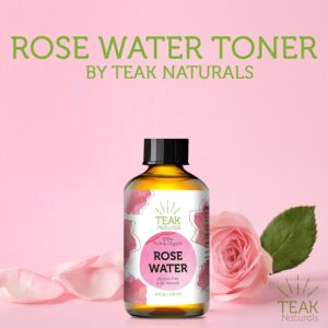 ROSE WATER TONER by Teak Naturals, 100% Organic Natural Moroccan Rosewater (Chemical Free) 4 oz - Image 2