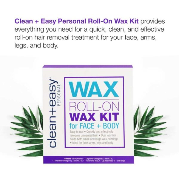 Clean + Easy Personal Roll-On Waxer Kit Set Easy Hair Removal At Home Waxing Machine Device (120V) - Image 3