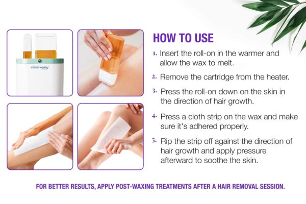 Clean + Easy Personal Roll-On Waxer Kit Set Easy Hair Removal At Home Waxing Machine Device (120V) - Image 6
