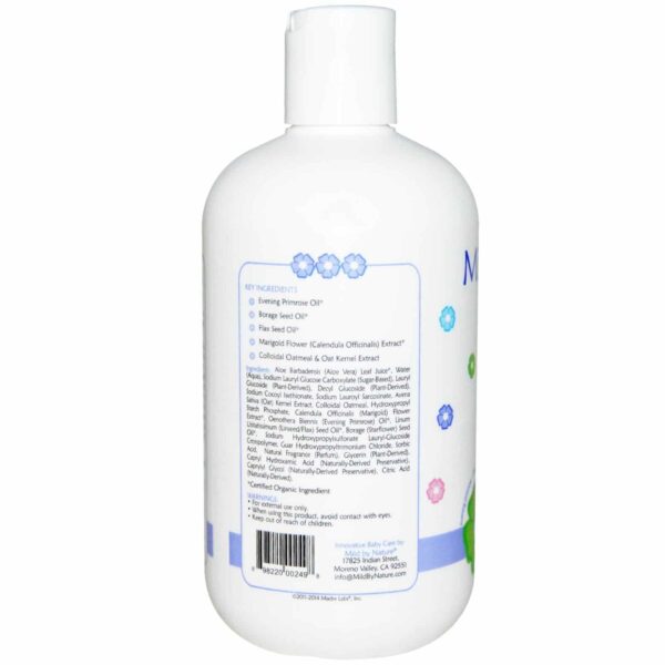 Tear-Free Baby Shampoo & Body Wash by Mild by Nature - for All Skin Types - with Soothing Evening Primrose Oil Plus Calendula Extract - Paraben & Sulfate Free - Peach Scent - 12.85 fl oz (380 ml) - Image 2
