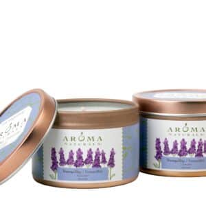 Aroma Naturals Tin Candle Lavender Essential Oil Natural Soy Scented, Tranquility, 2 Count - Image 1