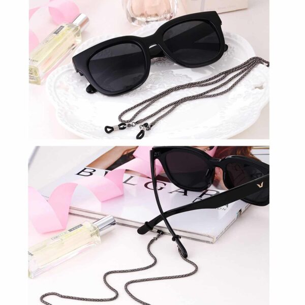 Whaline 3 Pieces Eyeglasses Chain Sunglass Neck Strap Holder with 6 Pcs Adjustable Rubber Ends Connectors (Silver Golden Black) - Image 4