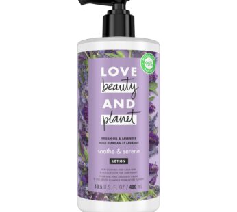 Love Beauty and Planet Soothe & Serene Body Lotion for Soothed Skin Argan Oil & Lavender Natural Ingredients, Plant-Based Moisturizers, Vegan, Cruelty-Free 13.5 oz