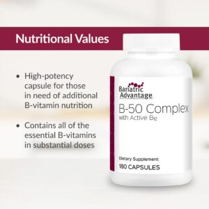 Bariatric Advantage B-50 Complex with Active B12, High Potency Supplement Containing All Essential B Vitamins with Choline, Inositol and PABA - 180 Count - Image 5