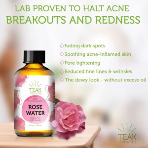 ROSE WATER TONER by Teak Naturals, 100% Organic Natural Moroccan Rosewater (Chemical Free) 4 oz - Image 4