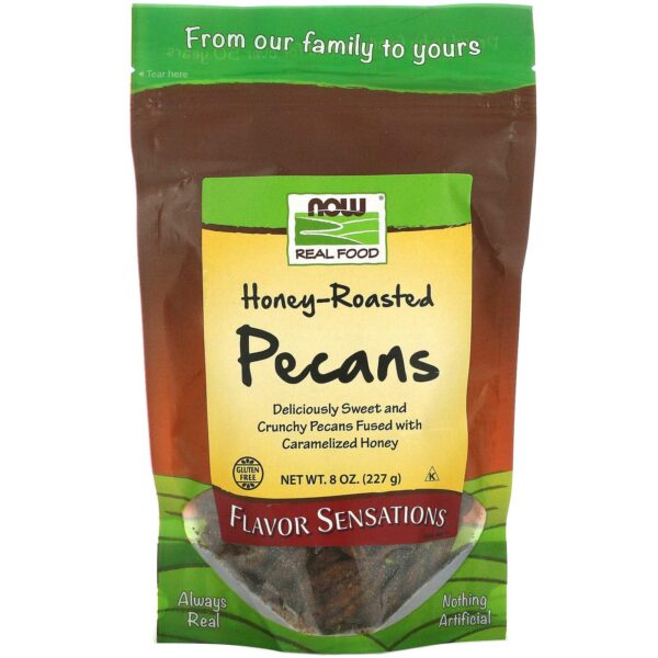 NOW Foods, Honey-Roasted Pecans, Flavor Sensations, Sweet and Crunchy Pecans Fused with Caramelized Honey, 8-Ounce (Packaging May Vary)