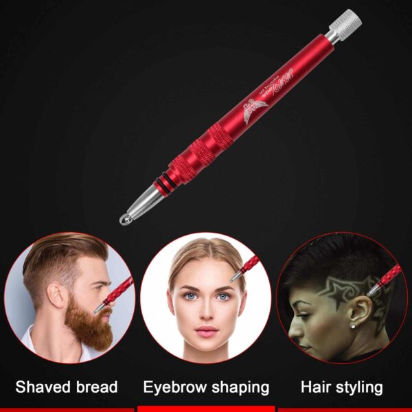 AHIER Hair Razor Pen, Hair Tattoo Trim Styling Face Eyebrow Shaping Device, Engraved Pen with 20 Blades, DIY Hair Styling Eyebrows Beards Razor Tool (pen with blade) - Image 4