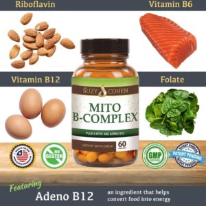 Suzy Cohen, Mito B Complex Dietary Supplement, 5-MTHF, Adeno B12, Methylation Support, Supports Healthy Nervous System, Boost Energy, Vitamin B, 60 veg caps - Image 2