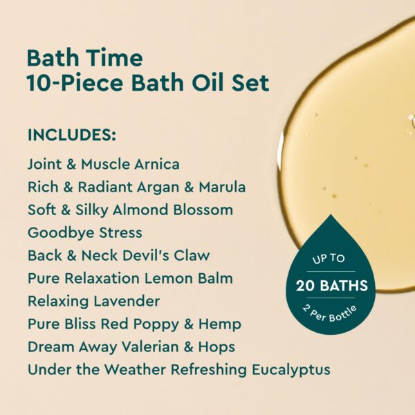 Kneipp Bath Time 10-Piece Bath Oil Set - Includes 10 Signature Formulas (0.67 fl oz Each) - Ideal for Trial & Travel - One Bottle Delivers Up to Two Baths - Image 2