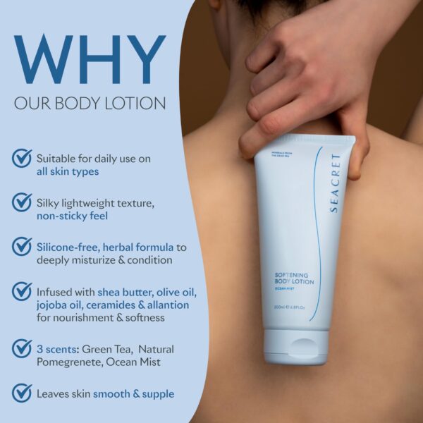 SEACRET OCEAN MIST BODY LOTION: Daily Moisturizing Lotion with Dead Sea Minerals, Chamomile, Avocado Oil, Aloe Vera, Vitamin A & E for All Skin Types, 6.8 Oz - Image 3