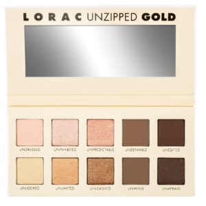 LORAC Unzipped Matte & Glitter Eyeshadow Palette, Gold | Cruelty Free, Gluten Free, Vegan - Image 1