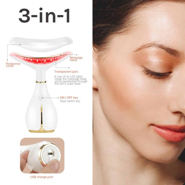 Ms.W Red Light Neck Face Massager,Portable Facial Massager for Skin Care,Electric Face Massage Kit with 45 ?5? Heat & 3 Massage Modes - Image 4