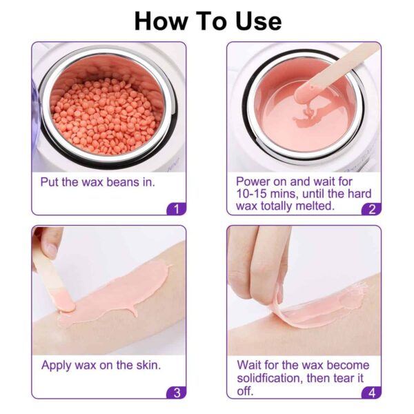 Wax Warmer, Portable Electric Hair Removal Kit for Facial &Bikini Area& Armpit- Melting Pot Hot Wax Heater Accessories Total Body Waxing Spa or Self-waxing Spa in Home for Girls & Women & Men - Image 3