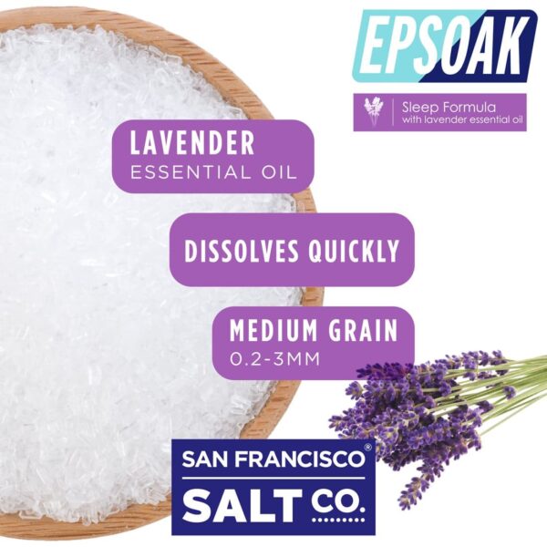 Epsoak Epsom Salt 2 lb. Magnesium Sulfate USP. (Qty. 1 x 2lb. Bag), Lavender Sleep Formula, Resealable Epsom Salt Bag, Made in The USA, Cruelty-Free Certified - Image 4