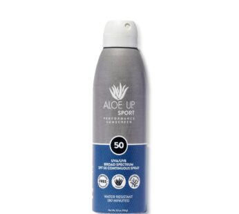 Aloe Up Sport Continuous Spray Sunscreen SPF 50 – Broad Spectrum UVA/UVB Sunscreen Protector for Face and Body – With Aloe Vera Gel – Fast Absorbing Sheer Formula – Reef Safe – Fragrance-Free – 6 Oz