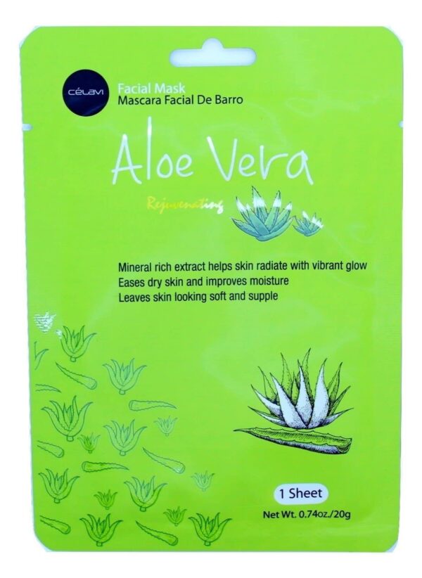 Celavi Essence Facial Mask Paper Sheet Korea Skin Care Moisturizing 12 Pack (Aloe Vera)