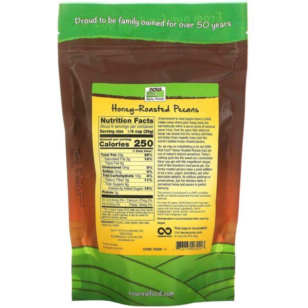 NOW Foods, Honey-Roasted Pecans, Flavor Sensations, Sweet and Crunchy Pecans Fused with Caramelized Honey, 8-Ounce (Packaging May Vary) - Image 2