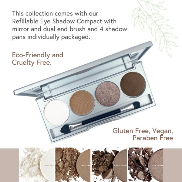 Honeybee Gardens Hot Chocolate Eye Shadow Palette, Clean and Bold, 4 Highly Pigmented Colors With Long Lasting Luxe Finish, Vegan, Cruelty-Free, Gluten-Free, and Paraben-Free, Net Wt 1.3g Each - Image 4