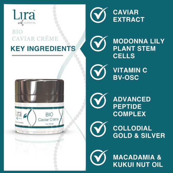 Lira Clinical Bio Caviar Creme - Anti Aging Face Moisturizer for Women and Men - Anti Wrinkle Face Cream with Plant Stem Cells - Perfect Hydrating Face Cream for All Skin Types - 1 Ounce - Image 7