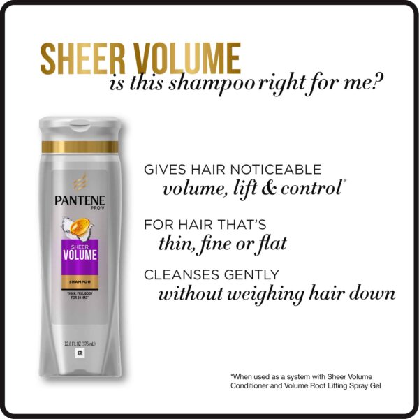 Pantene Volumizing Shampoo and Sulfate Free Conditioner for Fine Hair, Sheer Volume, 25.4 Fl Oz (Pack of 2) - Image 5