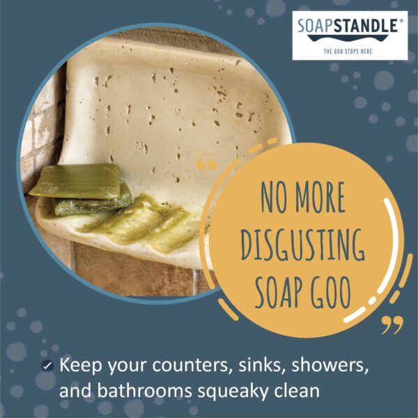 SoapStandle Bar Soap Gripper No Goo or Mess Soap Holder for Bath and Showers - Made from Post-Consumer Plastic, Handy, 2-Pack, Clear - Image 3