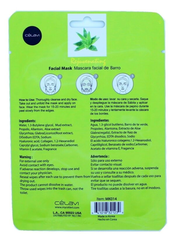 Celavi Essence Facial Mask Paper Sheet Korea Skin Care Moisturizing 12 Pack (Aloe Vera) - Image 2