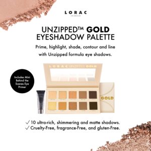 LORAC Unzipped Matte & Glitter Eyeshadow Palette, Gold | Cruelty Free, Gluten Free, Vegan - Image 3