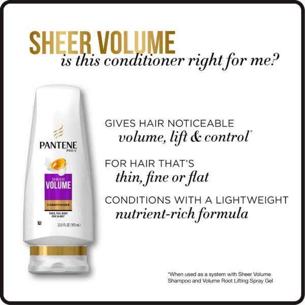 Pantene Volumizing Shampoo and Sulfate Free Conditioner for Fine Hair, Sheer Volume, 25.4 Fl Oz (Pack of 2) - Image 4