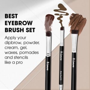 Eyebrow Brush - Duo Eye Brow Spoolie - Angled Eyeshadow Eyeliner - Precision Flat Definer - Small Shader - 3 Piece Makeup Brush Set - Cruelty Free Synthetic Bristles - Image 2