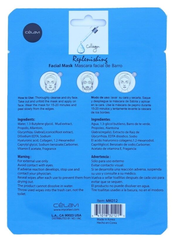 Celavi Essence Facial Mask Paper Sheet Korea Skin Care Moisturizing 12 Pack (Collagen) - Image 2
