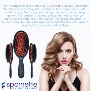 Spornette Large Luxury Cushion Boar And Nylon Bristle Oval Hair Brush (#LX-1) With A Soft Satin No-slip Handle Best Used For Styling, Smoothing All Hair Types, Wigs And Extensions for Women And Men - Image 5