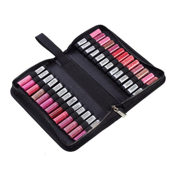 ROWNYEON Lipstick Organizer Bag Lipstick Holder Case 22 Slots Travel Lipstick Carrying Case Professional Makeup Artist Portable Storage Bag For Lip Gloss,Lipsticks-Black - Image 9