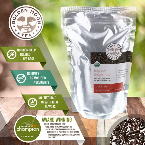 Golden Moon Tea Organic English Breakfast Black Tea - Loose Leaf, Non-GMO 4 Tea Blend - 1 Pound (192 Servings) - Image 4