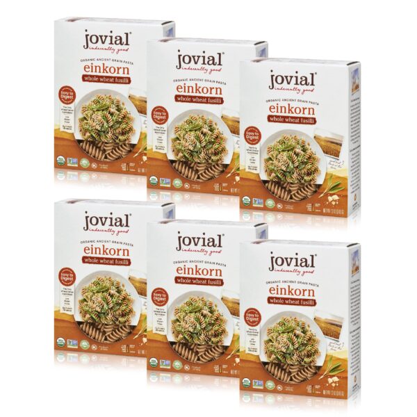 Jovial Einkorn 100% Organic Whole Wheat Fusilli - Einkorn Pasta, High Protein, Non-GMO, USDA Certified Organic, Lower Carb, Delicious Pasta Made in Italy - 12 Oz, 6 Pack