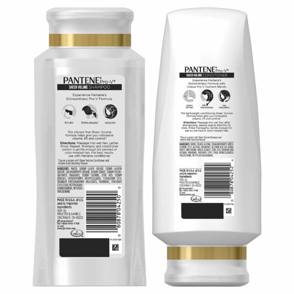 Pantene Volumizing Shampoo and Sulfate Free Conditioner for Fine Hair, Sheer Volume, 25.4 Fl Oz (Pack of 2) - Image 2